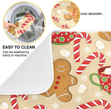 Cargar imagen en el visor de la galería, Tapete de secado de platos de bastón de caramelo de Navidad para cocina, invierno, nieve, copo de nieve, muñeco de nieve,ln23 muñeco de nieve, tapete de secado de microfibra de Navidad, tapete absorbente