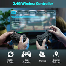 Cargar imagen en el visor de la galería, Wireless Retro Game Console Stick Built-in 20000+ Classic Games, 4K HDMI Output Nostalgia Plug & Play Retro Video Gaming Stick with 15 Emulators and Dual 2.4G Wireless Controller(64GB Memory Card A19