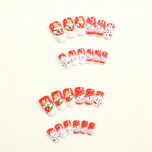 Cargar imagen en el visor de la galería, CHAONENG Uñas postizas a presión, uñas postizas de árbol de Navidad, uñas postizas acrílicas de muñeco de nieve, a22 24 unidades, cuadradas, cortas, con patrón... Nombre del patrón:Nuevo patrón5