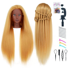 Cargar imagen en el visor de la galería, Cabeza de maniquí con cabello de 26 a 28 pulgadas, cabeza de muñeca para peinar el cabello