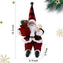 Cargar imagen en el visor de la galería, AnyDesign Figuras de Papá Noel sentado de Navidad hechas a mano con bolsa de regalo y oso pequeño, decoración de Navidad ln23 para mesa de oficina en casa, decoración de fiesta de Navidad (12 pulgadas)