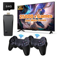 Cargar imagen en el visor de la galería, JAnimauxx Wireless Retro Game Console with 25000 Games, Plug and Play Video Game Console for TV, Portable Game Console Stick 4K HDMI-Output, Game Emulator Console with Game System, hyper base m8 A19