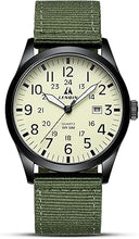 Cargar imagen en el visor de la galería, LN LENQIN Relojes militares unisex para hombre, correa de nailon, elegante, luminoso, de moda, analógico, A21 de cuarzo, resistente al agua, táctico, informal, reloj de pulsera