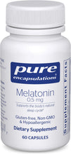Cargar imagen en el visor de la galería, Pure Encapsulations Melatonina 0.5 mg – Ayudante natural del sueño para la hora de acostarse – Regula el ciclo de sueño-vigilia – 0.5 mg de melatonina