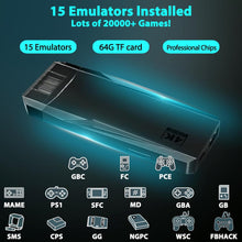 Cargar imagen en el visor de la galería, Wireless Retro Game Console Stick Built-in 20000+ Classic Games, 4K HDMI Output Nostalgia Plug & Play Retro Video Gaming Stick with 15 Emulators and Dual 2.4G Wireless Controller(64GB Memory Card A19