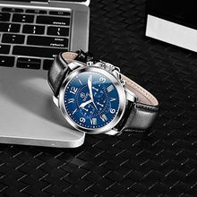 Cargar imagen en el visor de la galería, Relojes para hombre a21 Casual Marrón Cuero Hombres Impermeable Relojes de Moda Negocios Analógico Cuarzo Cara Grande Relojes de Pulsera para Hombre con Fecha Cronógrafo Luminoso