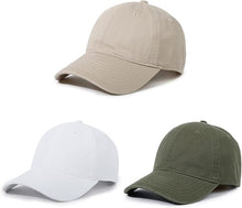 Cargar imagen en el visor de la galería, Gorra de béisbol unisex de algodón liso en blanco para papá, ajustable, estilo vintage a22