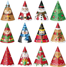 Cargar imagen en el visor de la galería, 24 piezas Sombreros de fiesta de Navidad Papel Árbol de Navidad Reno Papá