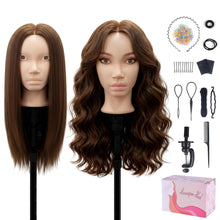 Cargar imagen en el visor de la galería, Cabeza de maniquí Beauty Star con 80% de cabello humano real, cabeza de muñeca para peinado