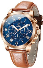 Cargar imagen en el visor de la galería, Relojes de cuero para hombre, resistente al agua, cronógrafo, luminoso, de lujo, reloj, clásico, de acero inoxidable, analógico, a21 de cuarzo, casual, trabajo, deportivo, con cara grande, número