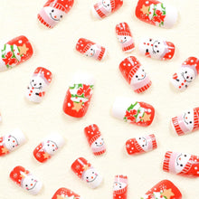 Cargar imagen en el visor de la galería, CHAONENG Uñas postizas a presión, uñas postizas de árbol de Navidad, uñas postizas acrílicas de muñeco de nieve, a22 24 unidades, cuadradas, cortas, con patrón... Nombre del patrón:Nuevo patrón5