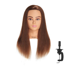 Cargar imagen en el visor de la galería, Hairingrid Cabeza de Maniquí 20"-22" 100% Cabello Humano Peluquería Cosmetología Maniquí Cabeza de Entrenamiento de Cabello y Soporte de Abrazadera Gratis