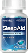 Cargar imagen en el visor de la galería, Ayuda para dormir HealthA2Z, cápsulas blandas de difenhidramina 50 mg
