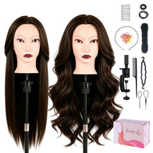 Cargar imagen en el visor de la galería, Cabeza de maniquí Beauty Star con 80% de cabello humano real, cabeza de muñeca para peinado