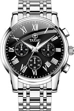 Cargar imagen en el visor de la galería, Relojes de lujo multifuncionales impermeables para hombre, reloj a21 analógico de cuarzo, acero inoxidable, plata, cronógrafo con fecha luminosa