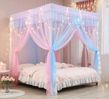 Cargar imagen en el visor de la galería, Mengersi Cortina para Dosel de Cama Princesa, con 4 Esquinas, Dosel con Mosquitero para Cama de Princesa