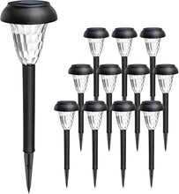 Cargar imagen en el visor de la galería, GIGALUMI Paquete de 12 luces solares impermeables para exteriores, luces blancas frías para camino, alimentadas por energía solar, iluminación de paisaje,...a21 Tamaño:Blanco frío Color:12 Pack
