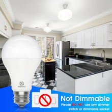 Cargar imagen en el visor de la galería, E ENERGETIC LIGHTING Paquete de 4 bombillas LED equivalentes a 150 W, bombilla A21 superbrillante, luz blanca cálida de 3000 K, bombilla LED de 2600 lúmenes altos, no regulable, base E26, A19
