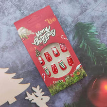 Cargar imagen en el visor de la galería, Uñas postizas cuadradas cortas con diseño de muñeco de nieve, diseño rojo puro, cobertura completa, para niñas y mujeres, a22 24 unidades Nombre del patrón:Nuevo patrón9