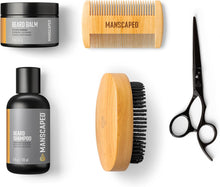 Cargar imagen en el visor de la galería, MANSCAPED® El kit de cuidado de la barba incluye champú y bálsamo hidratante UltraPremium, ln23 cepillo suave, peine y tijeras de precisión para aseo y recortar el vello facial