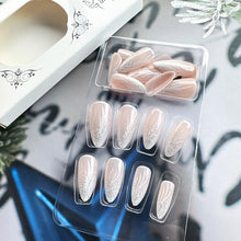 Cargar imagen en el visor de la galería, 24 uñas postizas de invierno a presión de almendra mediana, uñas postizas con purpurina blanca degradada, diseño de grietas de hielo, uñas acrílicas de... a22 Nombre del patrón:24 uñas navideñas a presión 2
