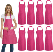 Cargar imagen en el visor de la galería, Delantal comercial rosa unisex con 2 bolsillos para manualidades en cocina