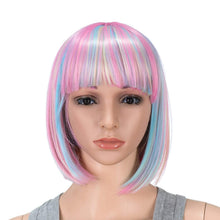 Cargar imagen en el visor de la galería, Peluca Corta, Recta con flequillo, Cosplay sintético colorido