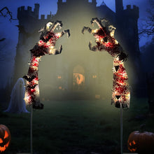 Cargar imagen en el visor de la galería, 2PCS Luces de estaca de jardín de Halloween solares Mano zombie Luces de camino de Halloween con arañas murciélagos