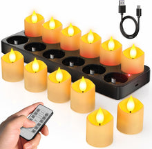 Cargar imagen en el visor de la galería, SoulBay Velas sin llama con temporizador remoto y base de carga