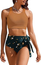 Cargar imagen en el visor de la galería, Conjunto de bikini de cintura alta para mujer