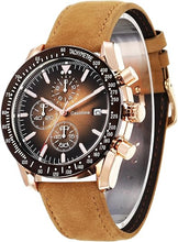 Cargar imagen en el visor de la galería, Reloje para hombre, cronógrafo con correa de cuero, marron