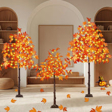 Cargar imagen en el visor de la galería, Juego de 3 árboles de arce con luz artificial preiluminados con temporizador