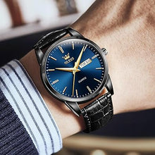 Cargar imagen en el visor de la galería, Relojes casuales para hombre, correa de cuero marrón y negro, moda de negocios, fácil de leer, reloj de vestir para hombre, a21 impermeable, luminoso, fecha, analógico, de cuarzo, relojes de