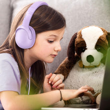 Cargar imagen en el visor de la galería, LORELEI E5 - Auriculares ln24 con cable para niños, plegables y de 0.138 in, sin enredos, alambre de nailon, estéreo, para niños, escuela, tableta, iPad, Kiddle, avión (morado)