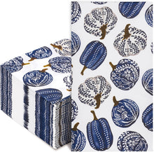 Cargar imagen en el visor de la galería, AnyDesign Paquete de 80 servilletas de porcelana desechables con hojas botánicas azules, servilletas de papel de calabaza,ln23 servilletas de mano para otoño, Acción de Gracias, hogar, cocina, baño, 13 x