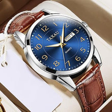 Cargar imagen en el visor de la galería, Reloj para hombre, reloj de cara grande para hombre, correa de cuero, reloj clásico para hombre, reloj de fecha para hombre,a21 reloj analógico para hombre, reloj analógico para hombre, reloj de