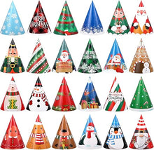 Cargar imagen en el visor de la galería, 24 piezas Sombreros de fiesta de Navidad Papel Árbol de Navidad Reno Papá