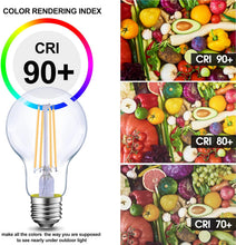 Cargar imagen en el visor de la galería, Energetic Bombillas LED de filamento regulables, 8 W, equivalente a 60 W, blanco cálido 3000 K, vidrio transparente clásico, bombilla LED A19, paquete de 6 A19