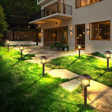 Cargar imagen en el visor de la galería, Benany Luces solares para caminos al aire libre, paquete de 12 luces LED impermeables mejoradas, luces solares para exteriores, a21 iluminación solar de jardín... Número de artículos:12