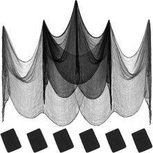 Cargar imagen en el visor de la galería, Paquete de 6 Decoración de Pared de Gasa Negra de Halloween