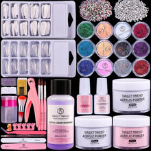 Cargar imagen en el visor de la galería, Kit de Uñas Acrílicas para Principiantes: Kit Profesional de Polvo Acrílico Ultra-fino con Todo - Set de Iniciación con 600 Puntas de Uñas, Polvo con Purpurina
