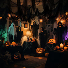 Cargar imagen en el visor de la galería, Paquete de 6 Decoración de Pared de Gasa Negra de Halloween