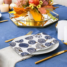 Cargar imagen en el visor de la galería, AnyDesign Paquete de 80 servilletas de porcelana desechables con hojas botánicas azules, servilletas de papel de calabaza,ln23 servilletas de mano para otoño, Acción de Gracias, hogar, cocina, baño, 13 x