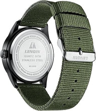 Cargar imagen en el visor de la galería, LN LENQIN Relojes militares unisex para hombre, correa de nailon, elegante, luminoso, de moda, analógico, A21 de cuarzo, resistente al agua, táctico, informal, reloj de pulsera