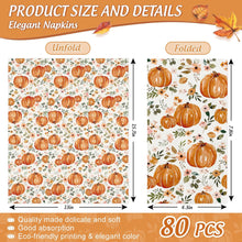 Cargar imagen en el visor de la galería, AnyDesign - 80 servilletas de papel desechables para invitados de otoño, acuarela, flores, calabaza,ln23 servilletas de papel desechables para cena de flores de otoño para suministros de baño de