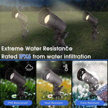 Cargar imagen en el visor de la galería, E ENERGETIC LIGHTING Luces LED de paisaje con conectores, 12 V de bajo voltaje, blanco cálido 3000 K, 4 W, 175 LM, luces de camino de jardín impermeables para exteriores, focos de bandera de árbol con A19