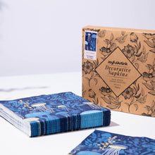 Cargar imagen en el visor de la galería, 30 servilletas de papel de diseño premium, 3 capas, 6.5 x 6.5 pulgadas, plegables,ln23 desechables, decorativas, para almuerzo, cena, color azul oscuro