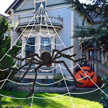 Cargar imagen en el visor de la galería, Telaraña de Halloween de 200" + Decoraciones de araña gigante de 59"