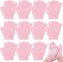 Cargar imagen en el visor de la galería, Ramede Paquete de pares de guantes exfoliantes de doble cara de nailon coloridos para ducha para hombres y mujeres