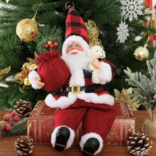 Cargar imagen en el visor de la galería, AnyDesign Figuras de Papá Noel sentado de Navidad hechas a mano con bolsa de regalo y oso pequeño, decoración de Navidad ln23 para mesa de oficina en casa, decoración de fiesta de Navidad (12 pulgadas)